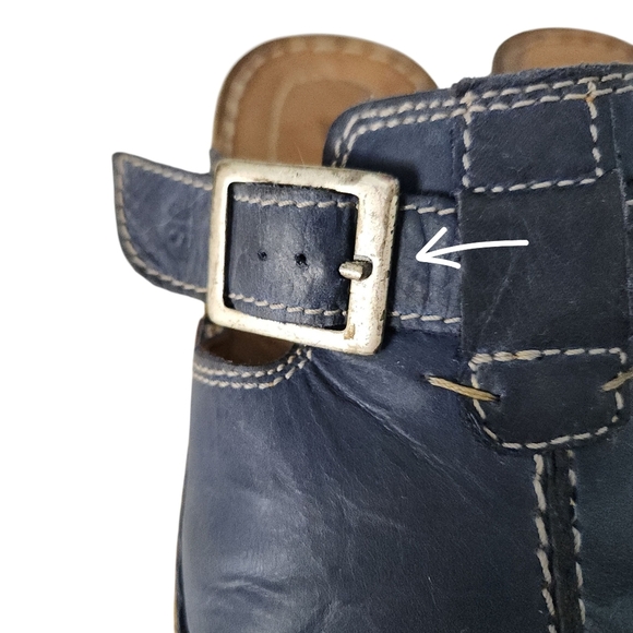 JOSEF SEIBEL Leather Buckle Clogs navy blue EU 37 (approx. US women's 6.5–7) - Picture 9 of 11